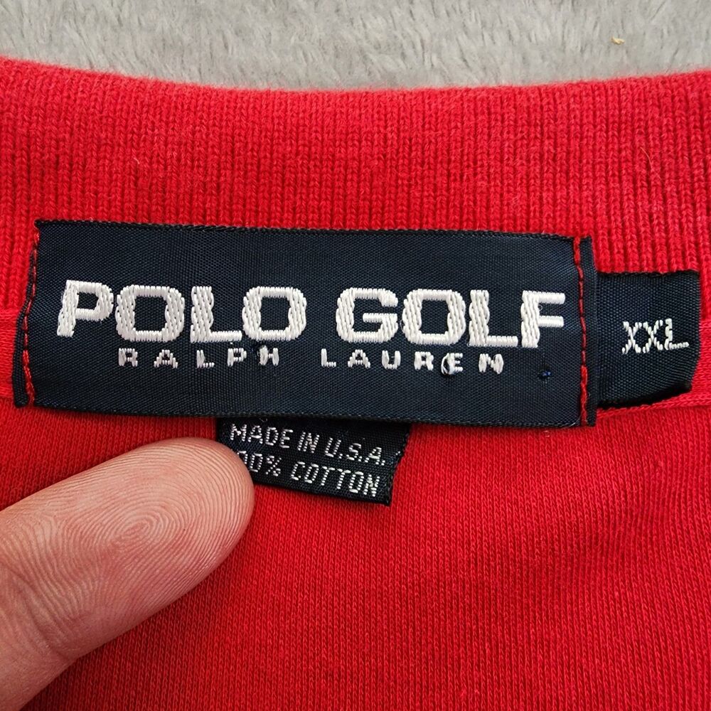 VTG Polo Golf Shirt XXL Red Made in USA Crossed Clubs Logo Rare - Picture 7 of 13